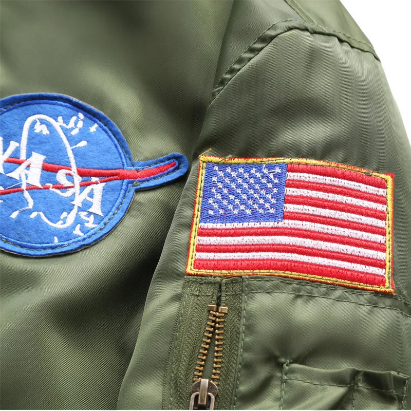 Varsity Bomber Jacket Autumn and Winter Men's Sports Stand Collar Jacket Air Force No. 1 Ma01 Pilot Baseball Uniform