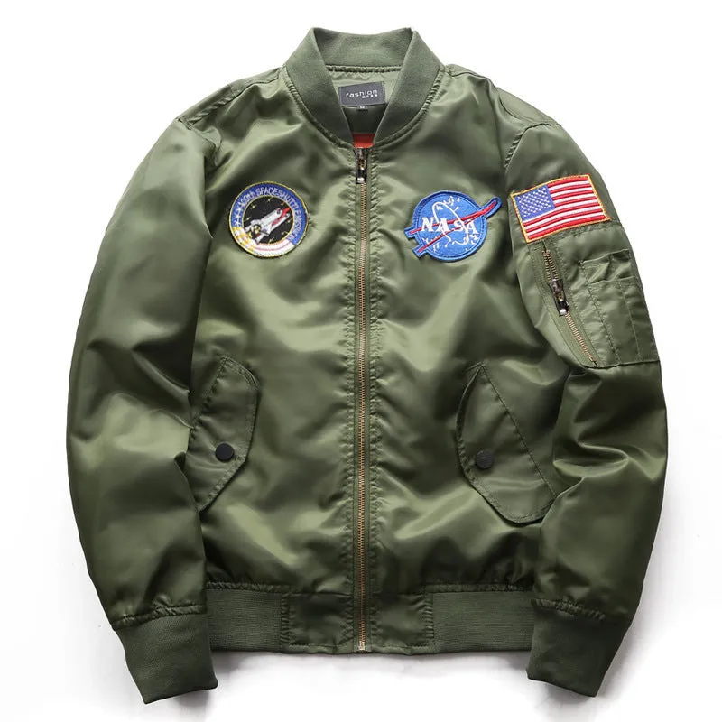 Varsity Bomber Jacket Autumn and Winter Men's Sports Stand Collar Jacket Air Force No. 1 Ma01 Pilot Baseball Uniform