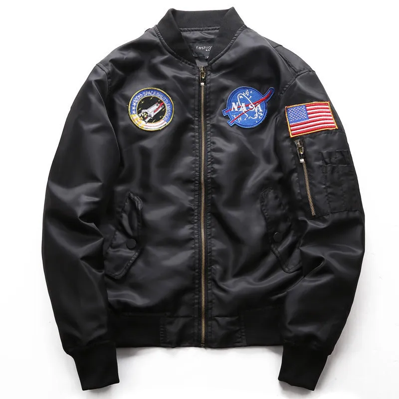 Varsity Bomber Jacket Autumn and Winter Men's Sports Stand Collar Jacket Air Force No. 1 Ma01 Pilot Baseball Uniform