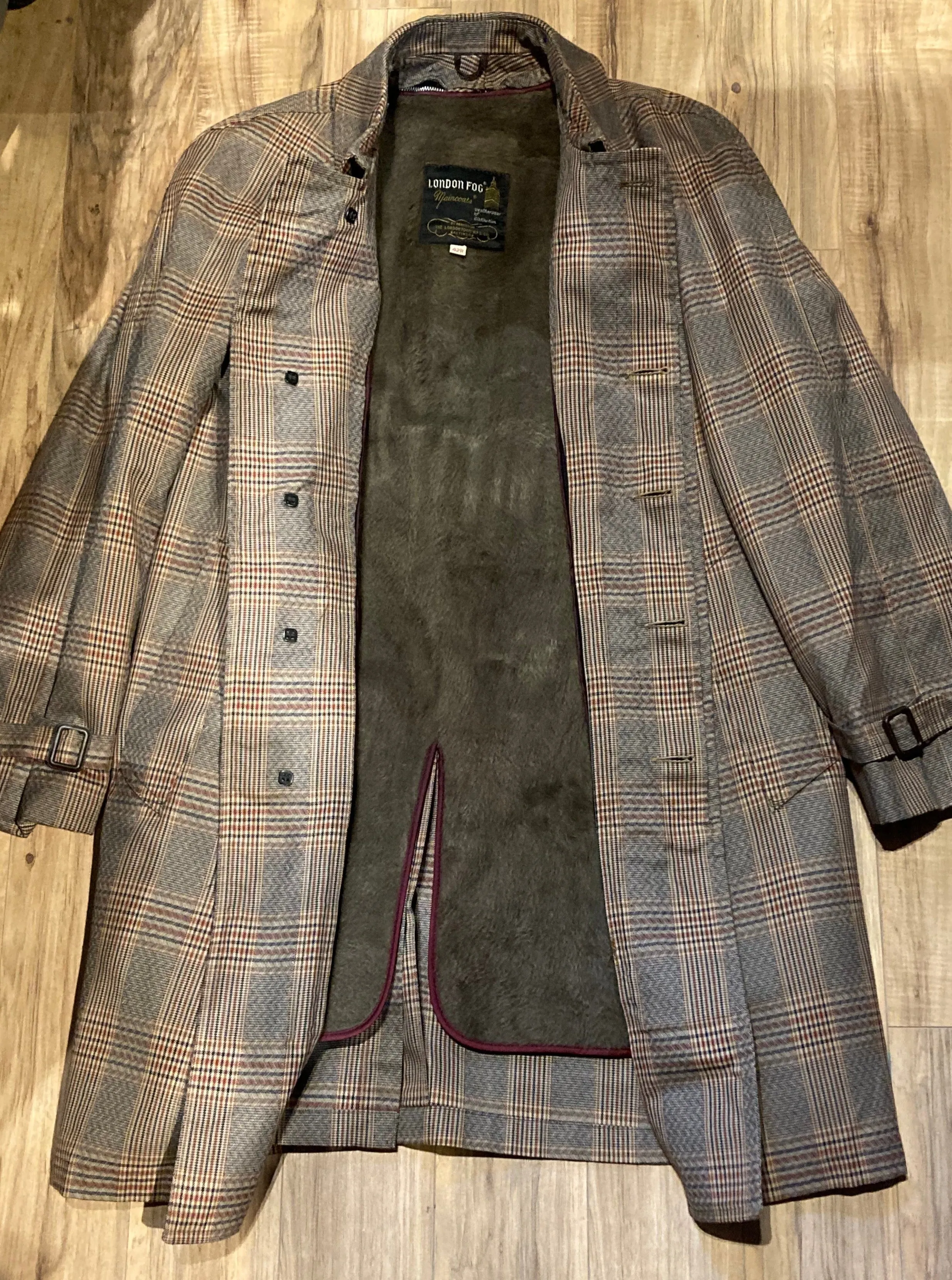 Vintage London Fog Plaid Trench Coat with Removable Liner, Made in USA