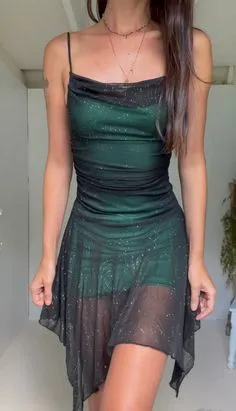 Vintage Mini Black and Green Homecoming Dress