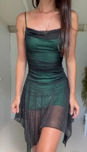 Vintage Mini Black and Green Homecoming Dress