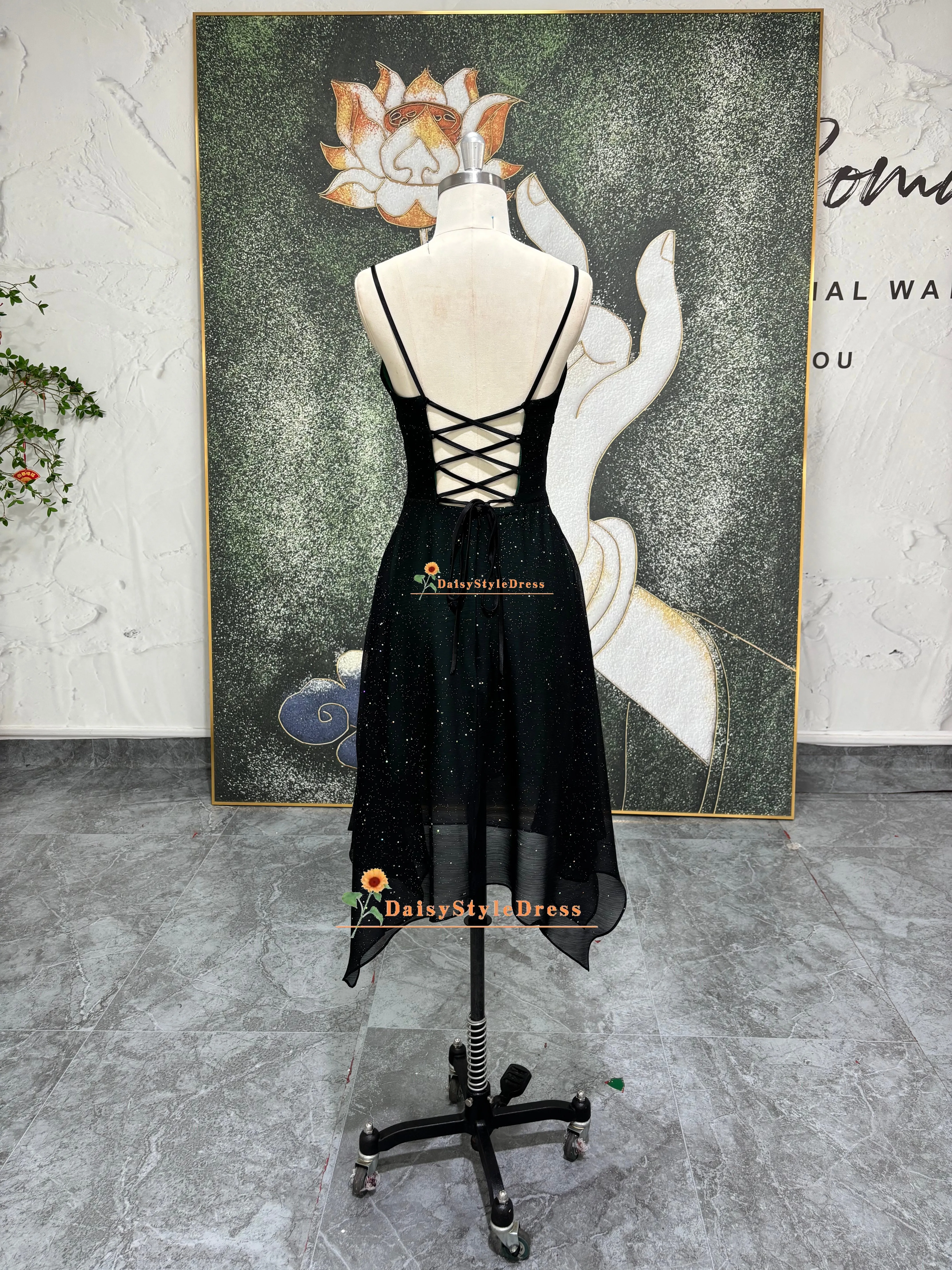 Vintage Mini Black and Green Homecoming Dress
