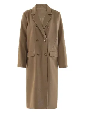 Wenkouban-Winter outfits Christmas Notched Collar Double Breasted Long Winter Coat