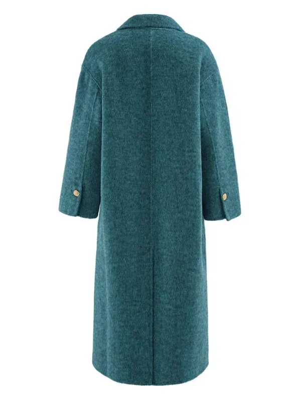Wenkouban-Winter outfits Christmas Notched Collar Gold Buttons Thick Long Winter Coat