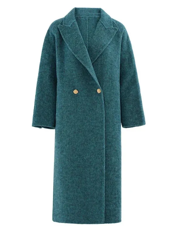 Wenkouban-Winter outfits Christmas Notched Collar Gold Buttons Thick Long Winter Coat