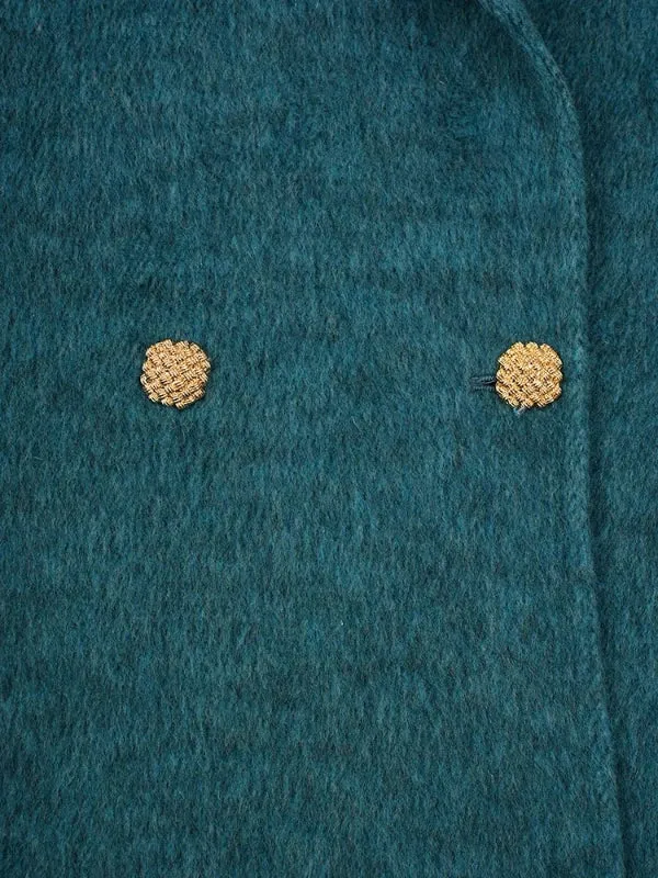 Wenkouban-Winter outfits Christmas Notched Collar Gold Buttons Thick Long Winter Coat