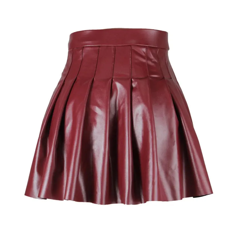 Women's PU A-Line Leather Fashion Designer Asymmetrical Mini Skirts (Short)