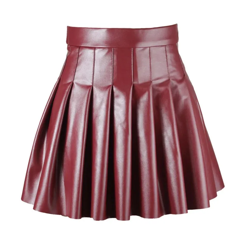 Women's PU A-Line Leather Fashion Designer Asymmetrical Mini Skirts (Short)