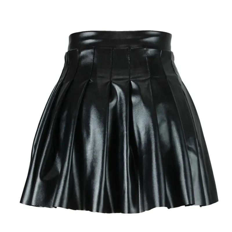 Women's PU A-Line Leather Fashion Designer Asymmetrical Mini Skirts (Short)