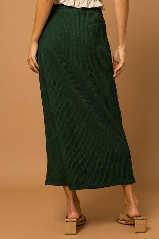 Wrap Tie Textured Midi Skirt